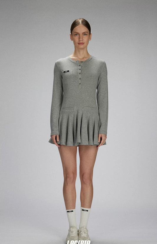 Henley Collar Casual Knit Dress