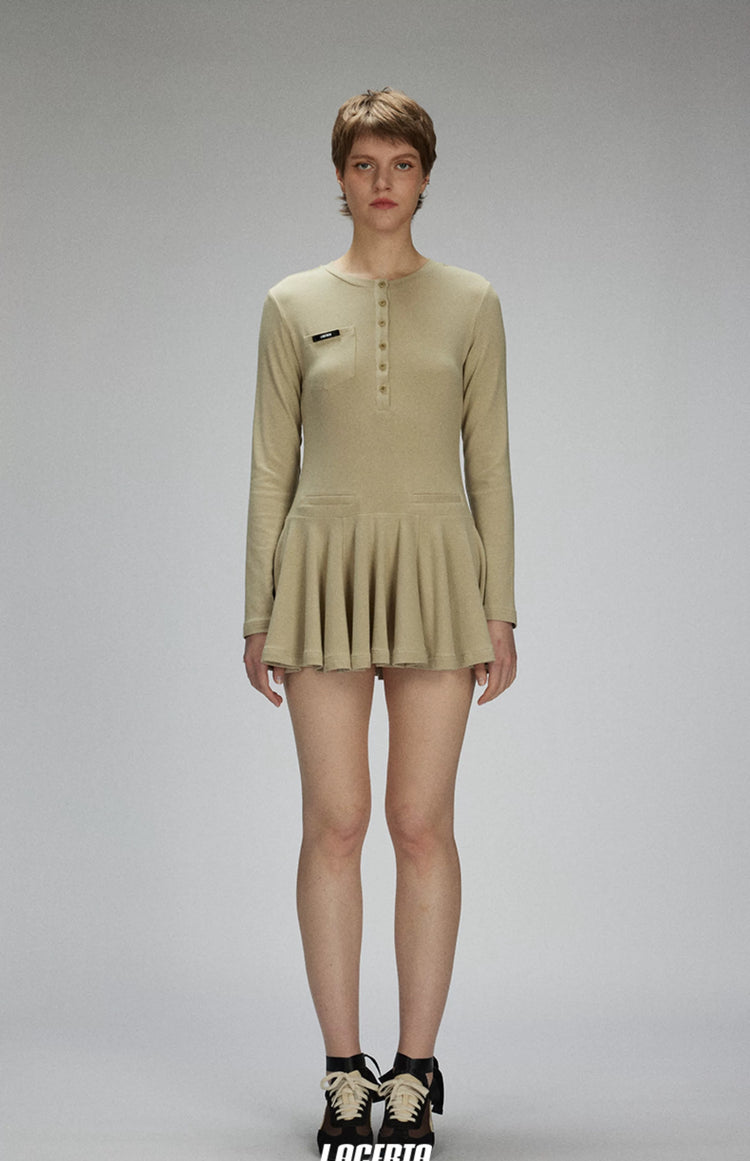 Henley Collar Casual Knit Dress