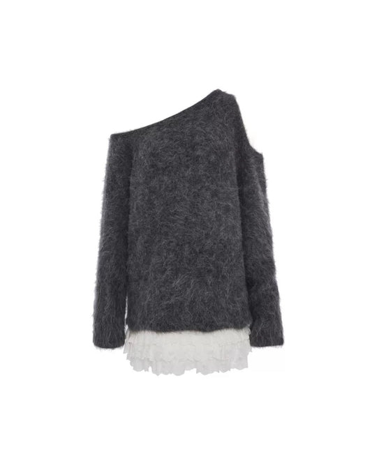 Mock Two-Piece Mohair Patchwork Dress