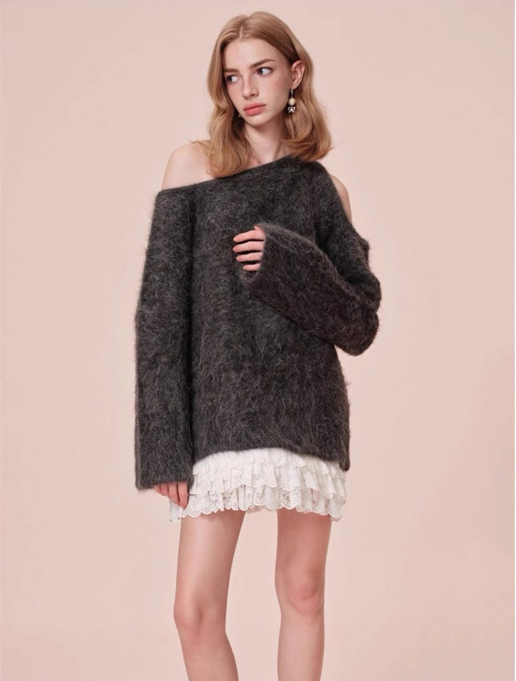 Mock Two-Piece Mohair Patchwork Dress