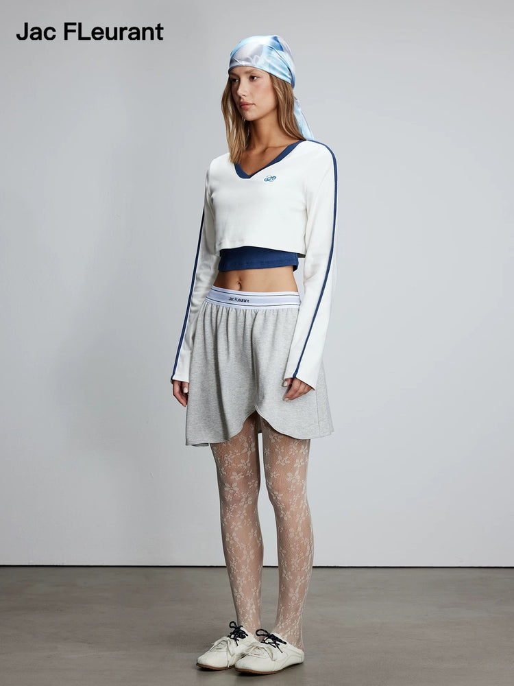 Fake Two-piece Spliced V-neck Top