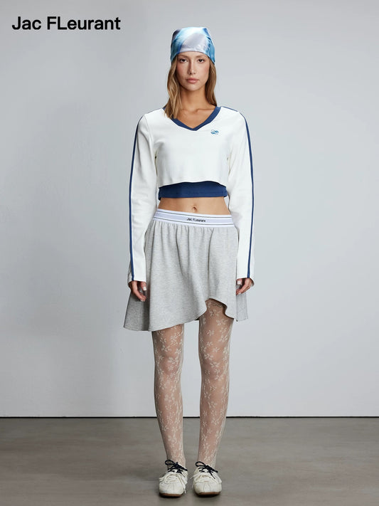 Fake Two-piece Spliced V-neck Top