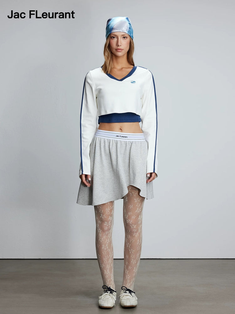 Fake Two-piece Spliced V-neck Top