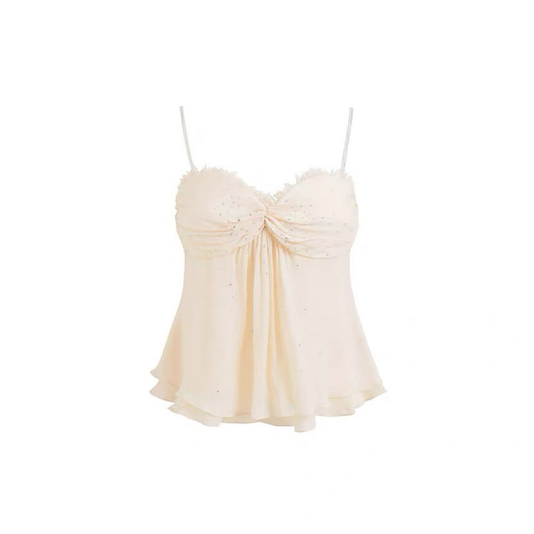Lace-Trim Rhinestone Baby’s Breath Camisole