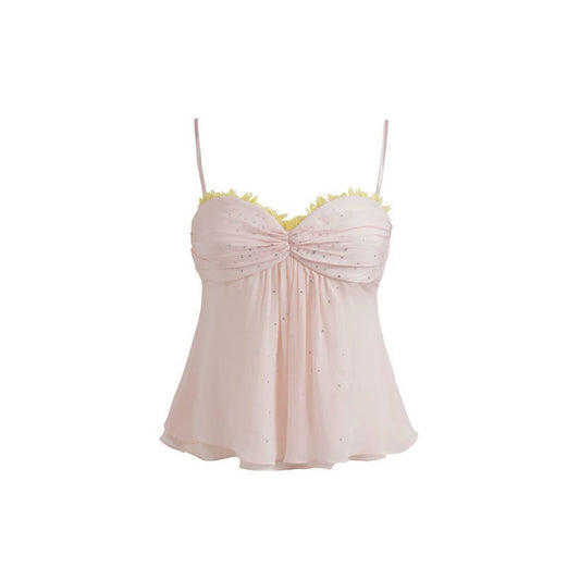 Lace-Trim Rhinestone Baby’s Breath Camisole