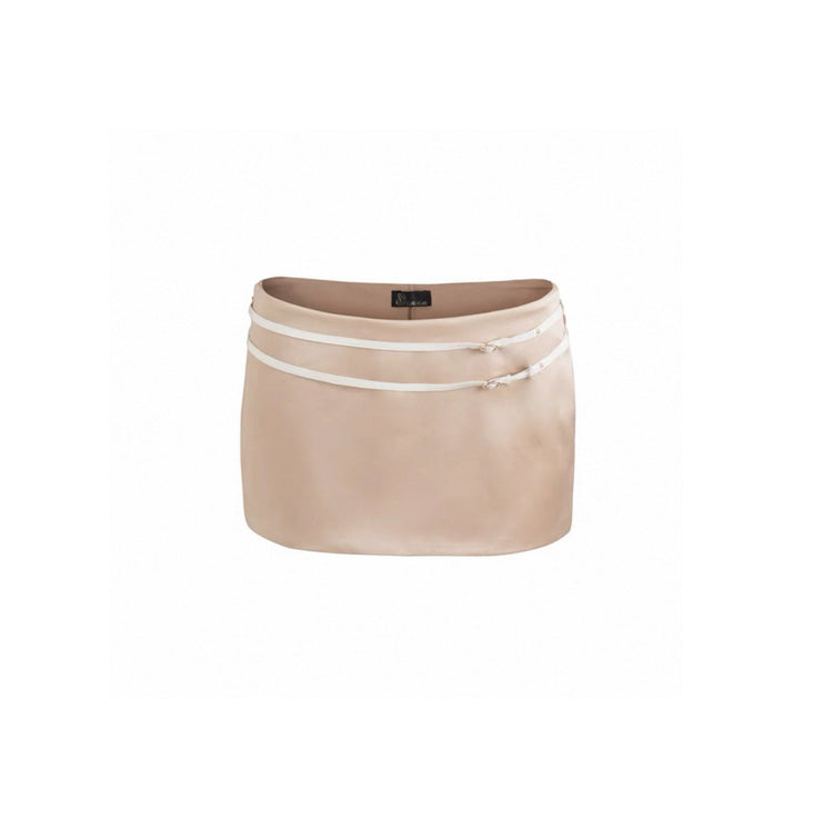 Belt Rhinestone Buckle Low-Rise Skirt