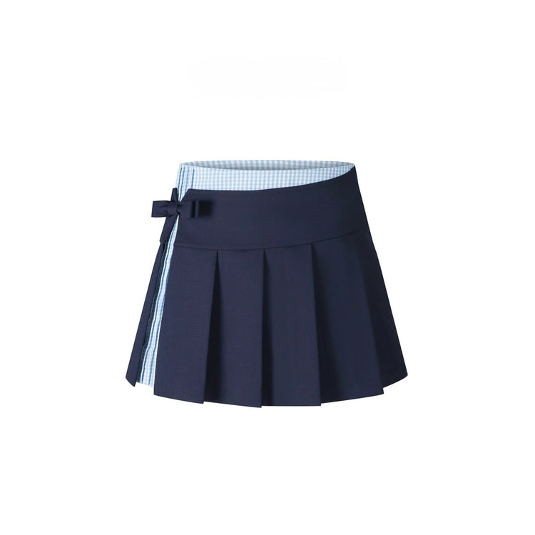 Plaid Patchwork Pleated Skirt