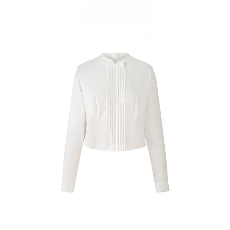 Detachable Bow Hidden Back Buttons Shirt