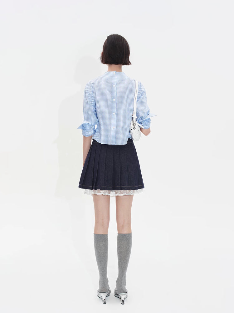 Detachable Bow Hidden Back Buttons Shirt