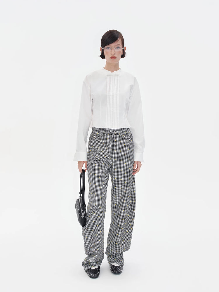Detachable Bow Hidden Back Buttons Shirt