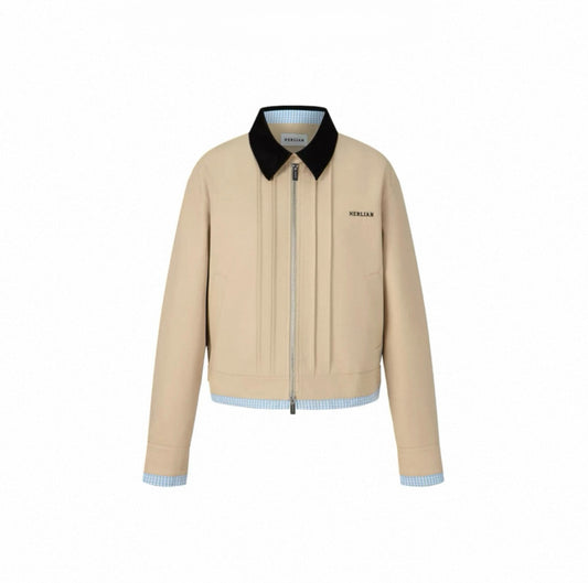 Color-block Patchwork Lapel Utility Jacket