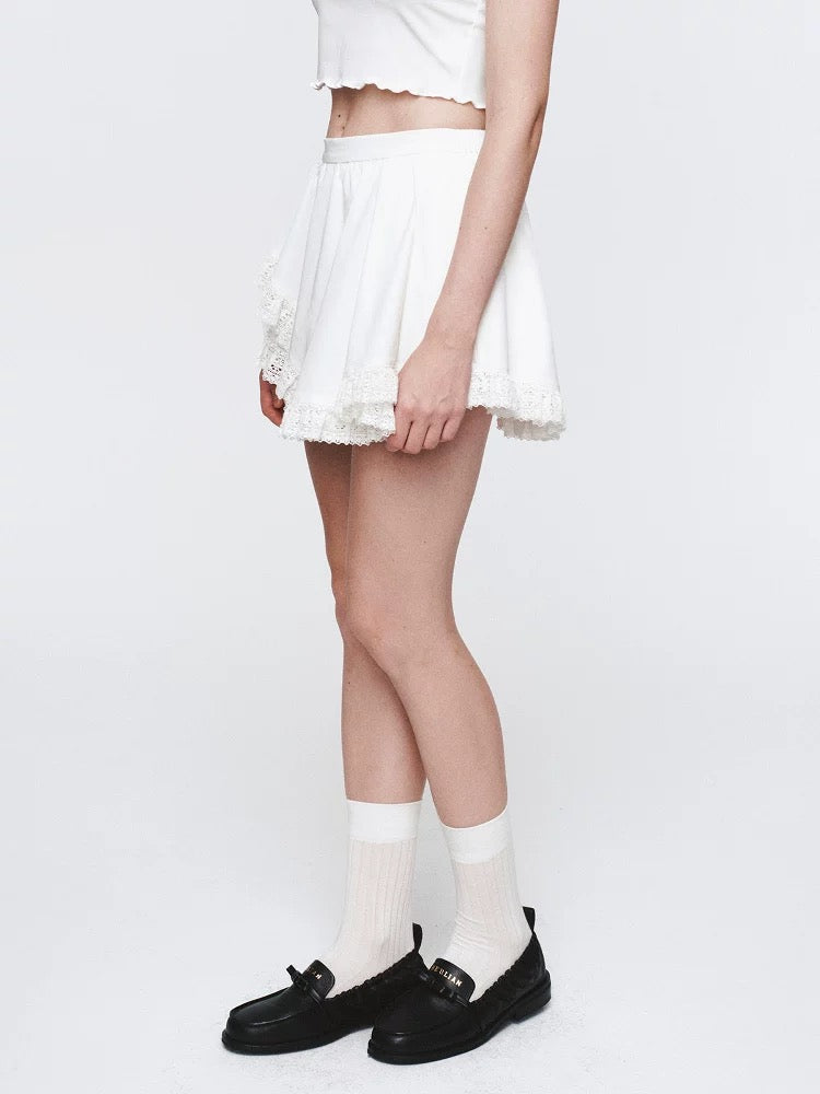 Irregular Hem Lace Tiered Skirt