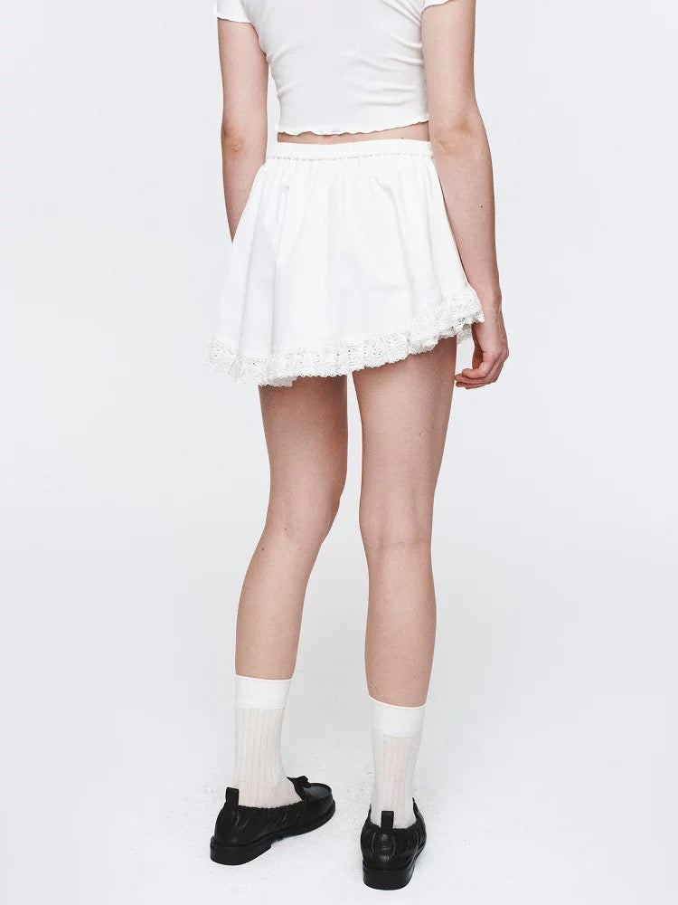 Irregular Hem Lace Tiered Skirt