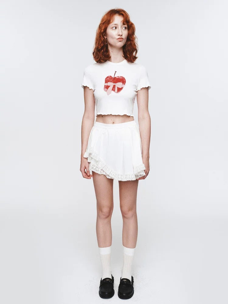 Irregular Hem Lace Tiered Skirt