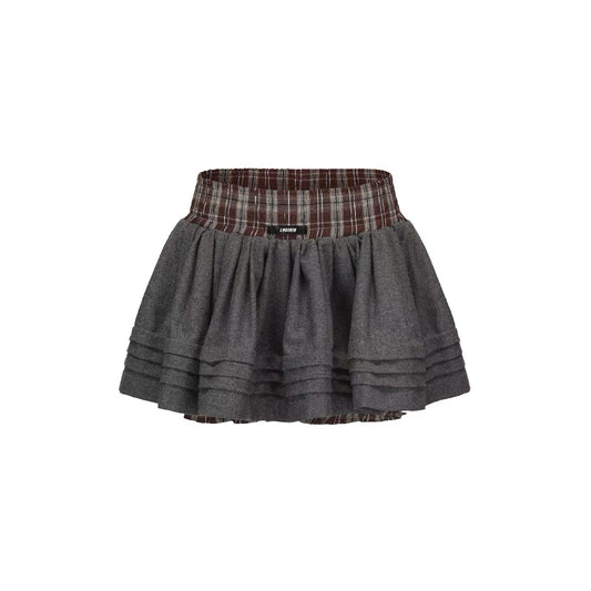 Plaid Patchwork Classic Puff Skirt