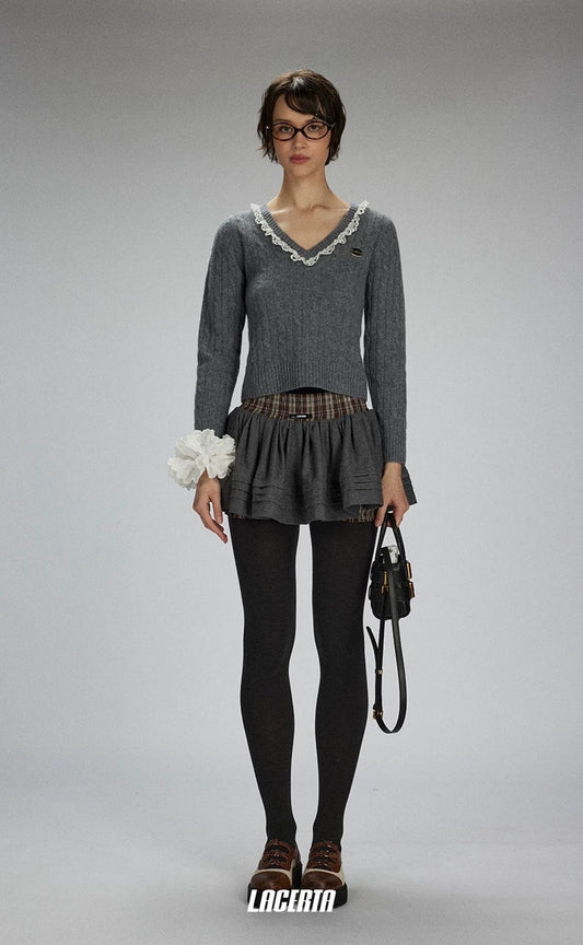 Plaid Patchwork Classic Puff Skirt