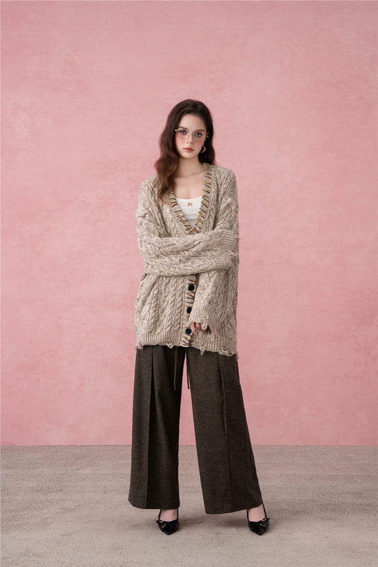 Hand-Stitched Loose Cardigan