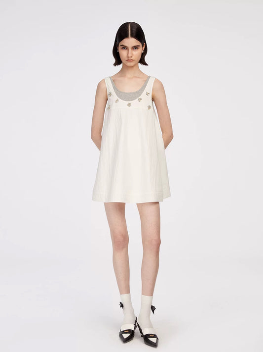 Faux Two-Piece Beaded Strap Dress