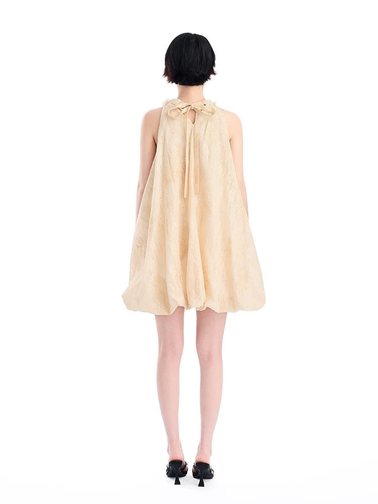 Three-dimensional Floral Sleeveless Bubble Dress