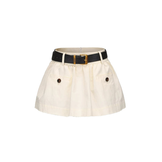 Buttoned A-line Raw-edge Puffy Skirt