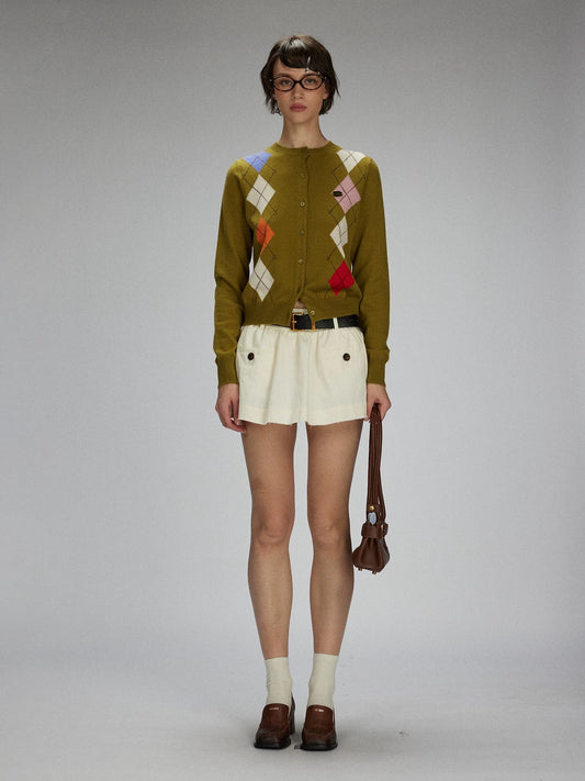 Buttoned A-line Raw-edge Puffy Skirt