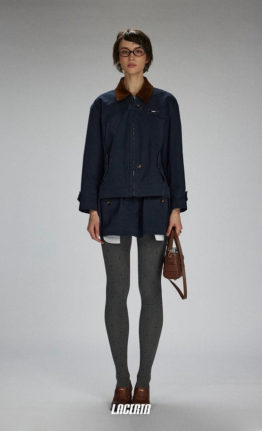 Contrast Panel Collar Utility Jacket