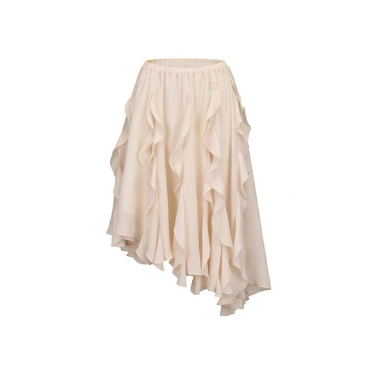 Asymmetrical Wavy Hem Midi Skirt