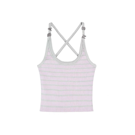 Cross-strap Striped Tank Top