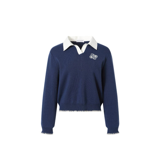 Shirt-collar Logo Sweater