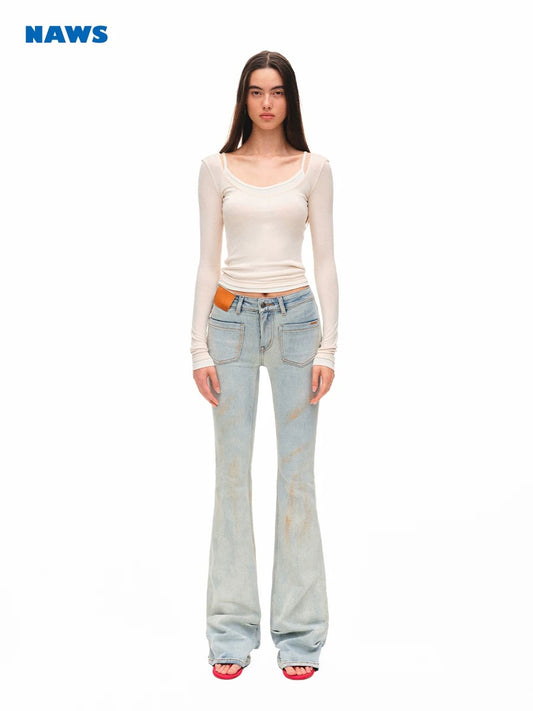 Light Sand Flared Jeans