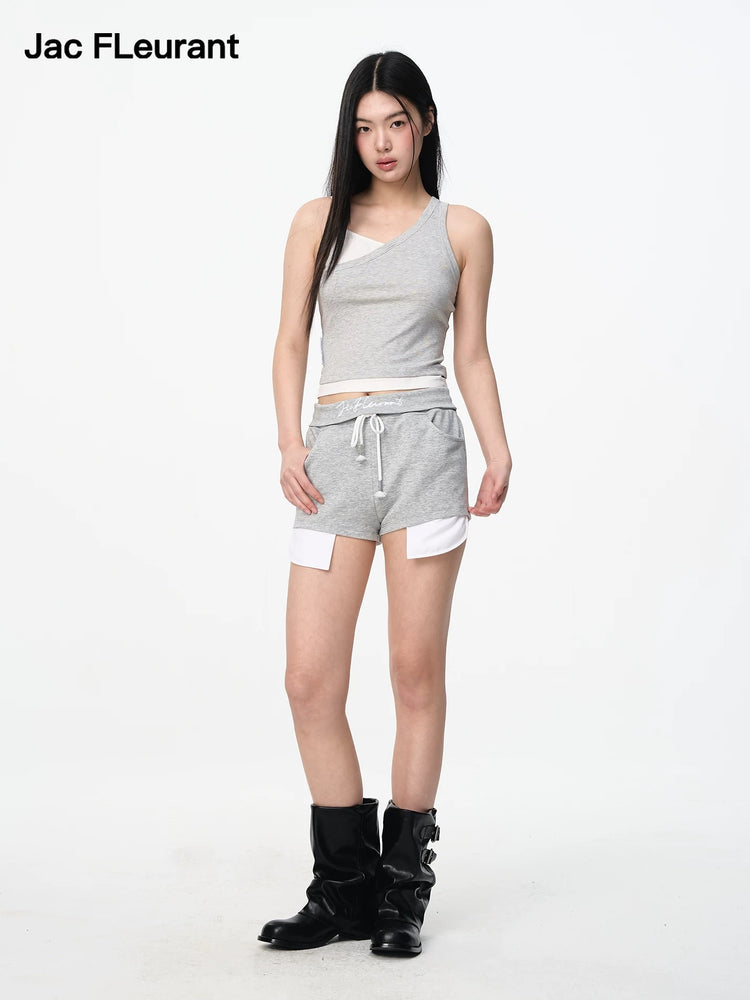 Embroidered Logo Fold-over Waist Shorts