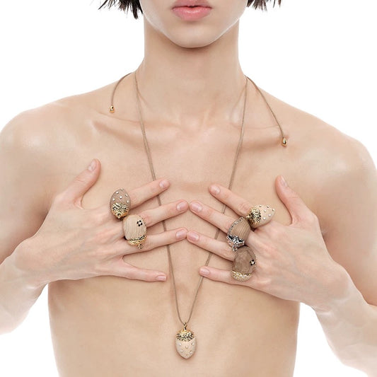 Wooden Acorn Cross-flower Ring