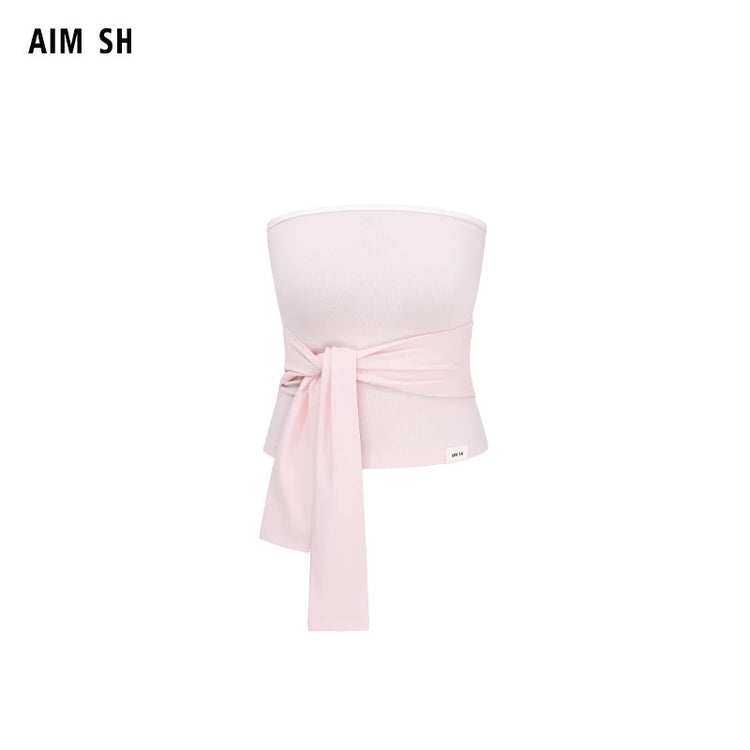 Knotted Tie-Waist Bandeau Top