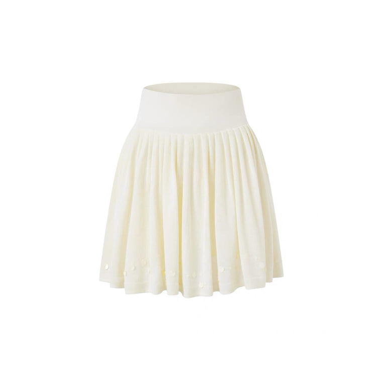 Beaded Pleated Knit Skirt