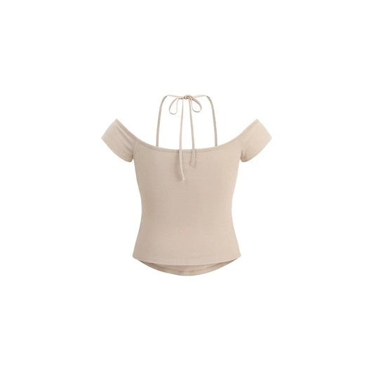 Metal-logo Off-shoulder Tie-up Top