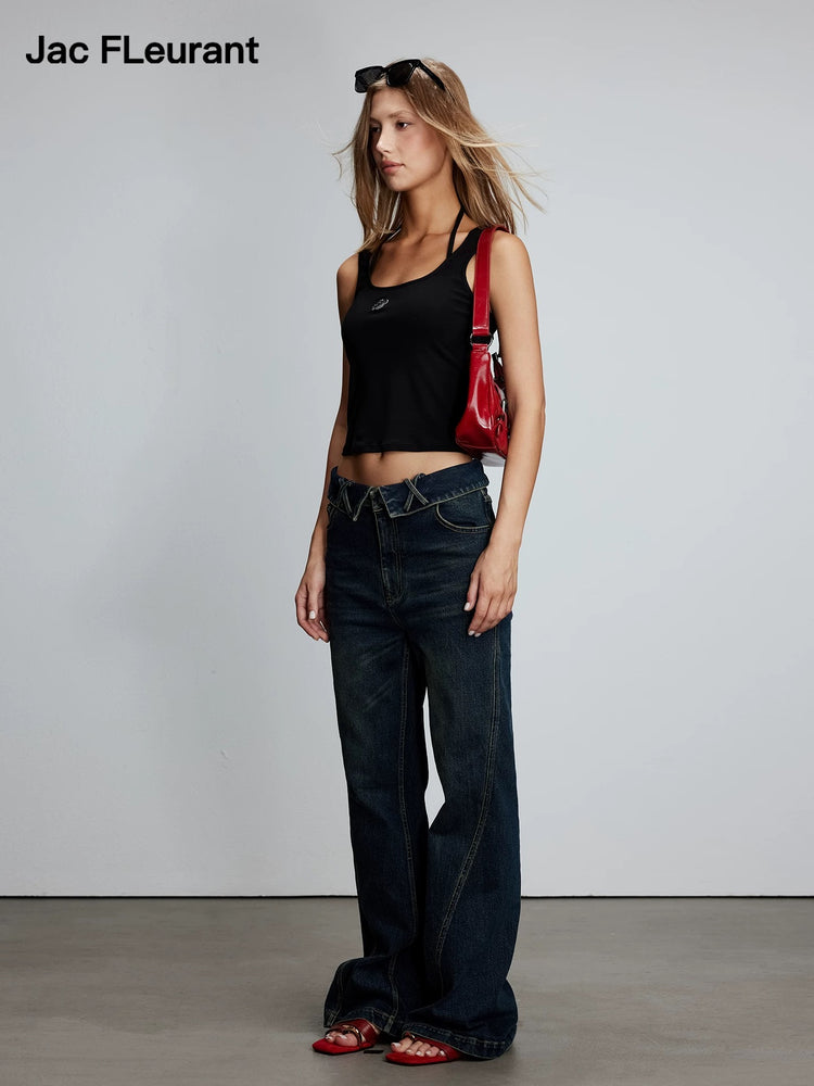 Embroidered Logo Halter Neck Top