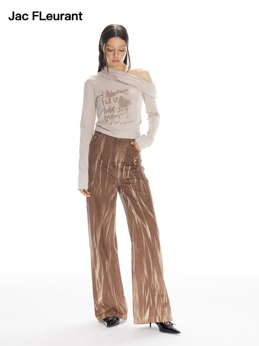 Washed Tie-Dye Denim Jeans