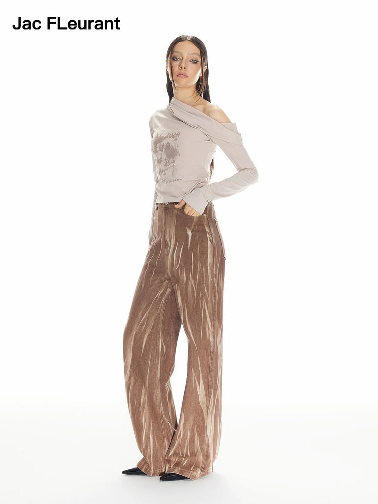 Washed Tie-Dye Denim Jeans