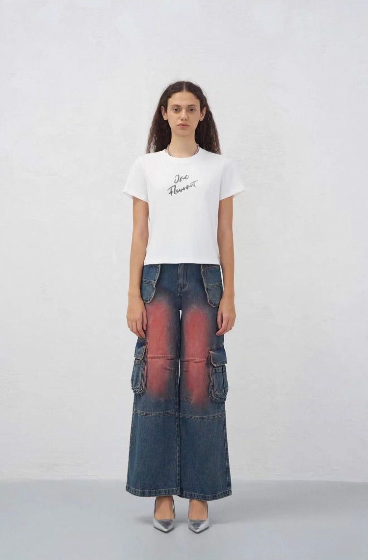 Rhinestone Logo Minimalist T-Shirt