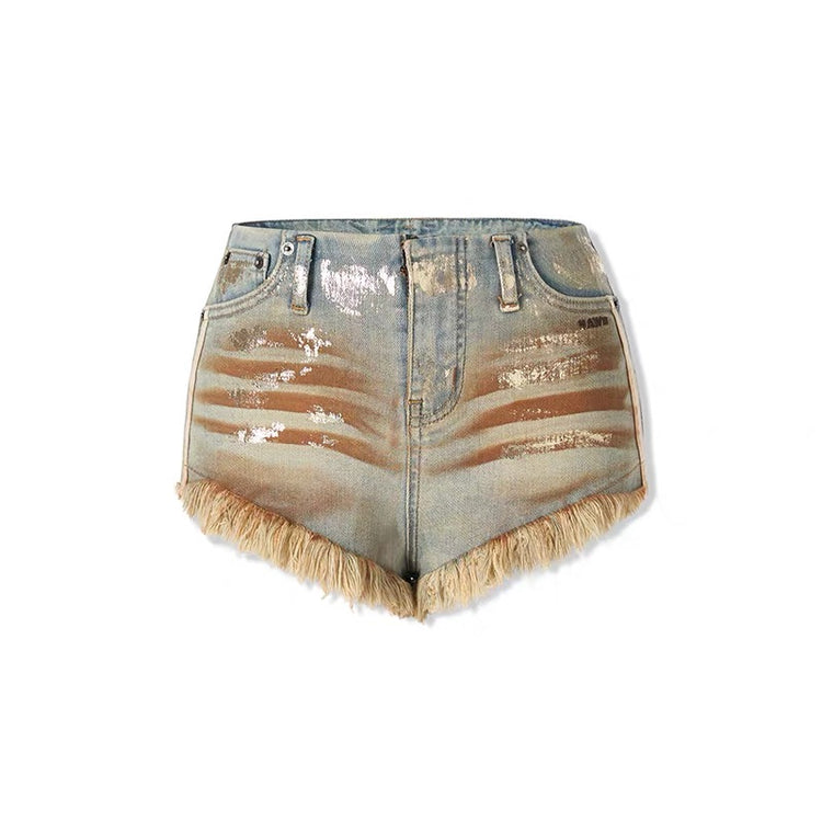 Snakeskin-Pattern Denim Jeans