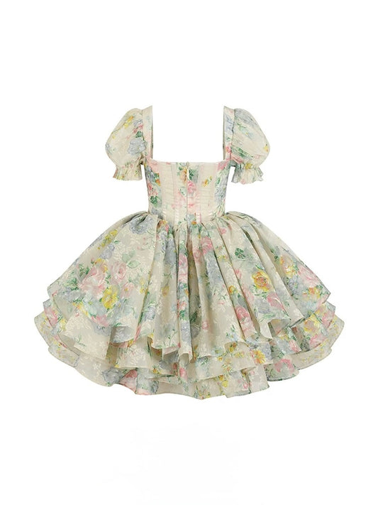 Apricot-based Briar Rose Print Dress