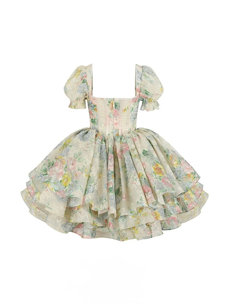 Apricot-based Briar Rose Print Dress