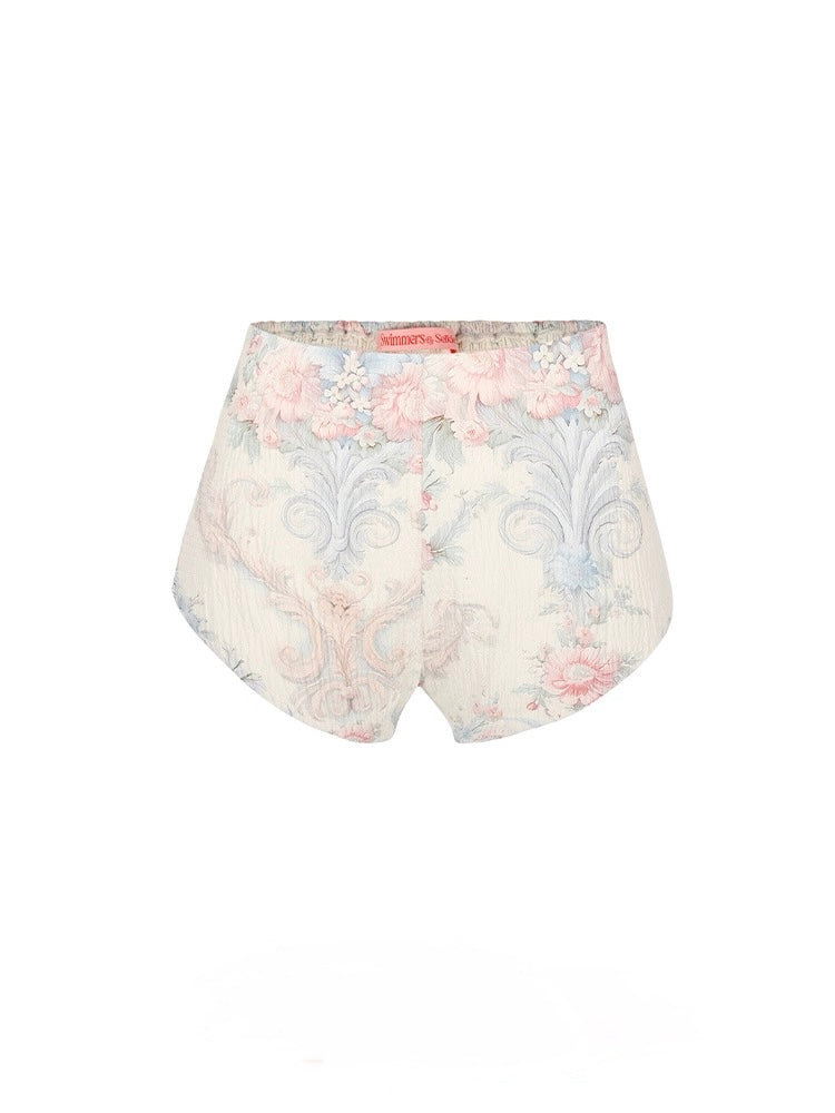 Macaron print Dress Underlayer Shorts Set