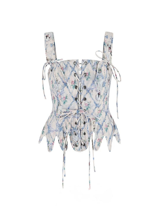 Thirty Goose Raised Diamond-grid Print Corset