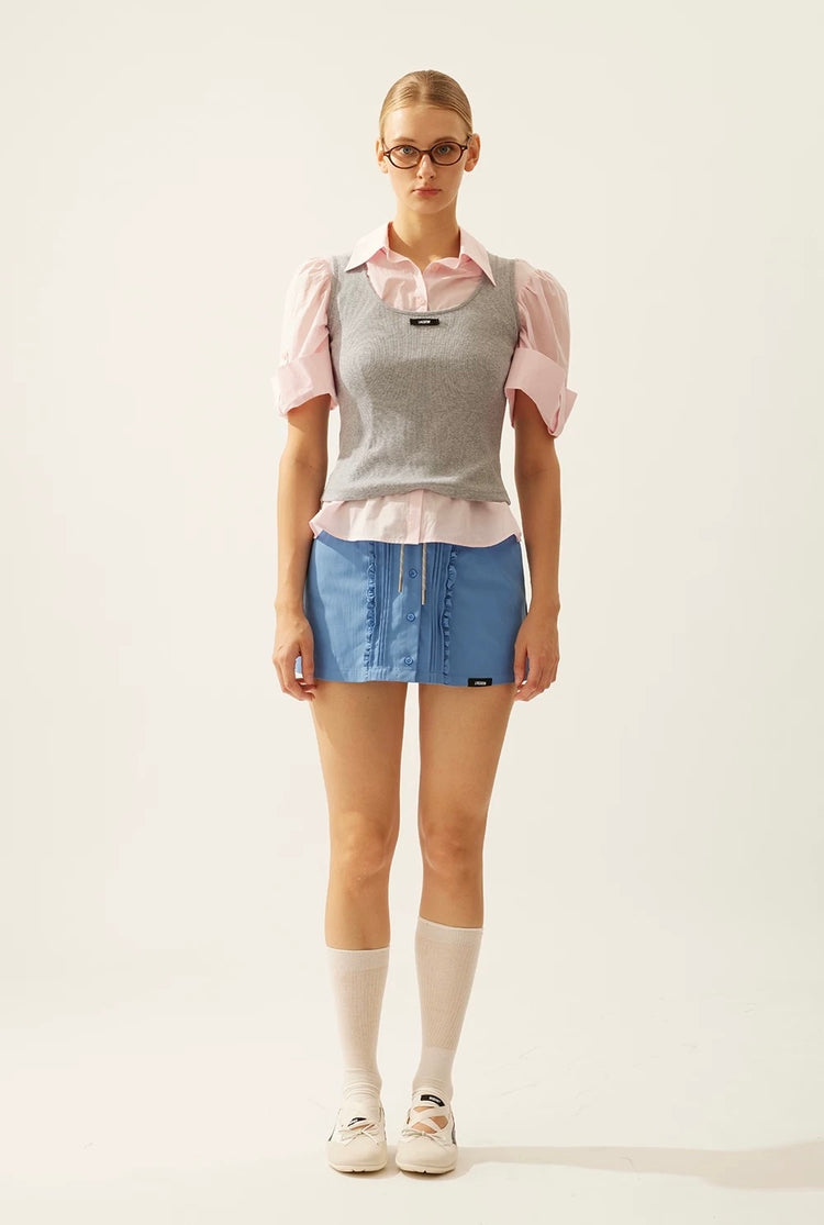 Casual Drawstring A-line Skort