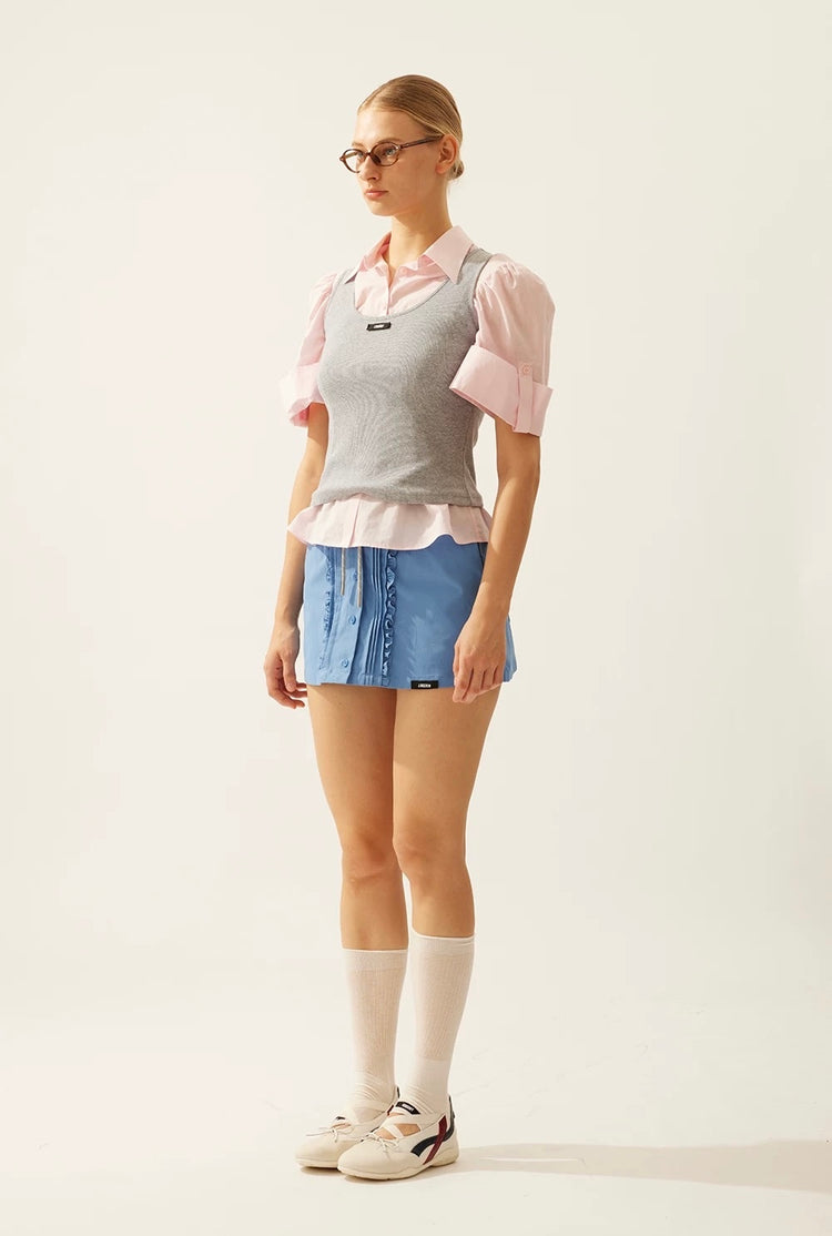 Casual Drawstring A-line Skort