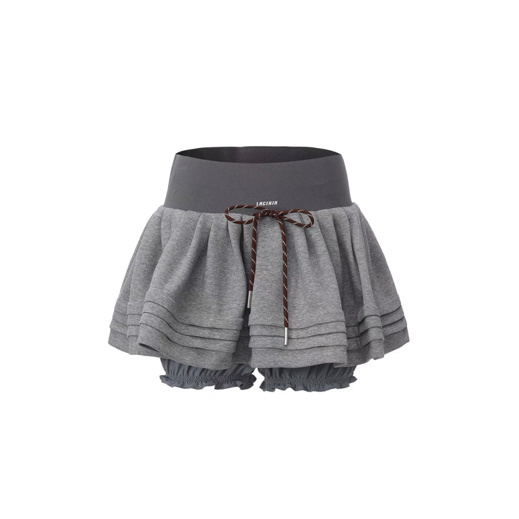 Elastic-waist Casual Puff Skirt