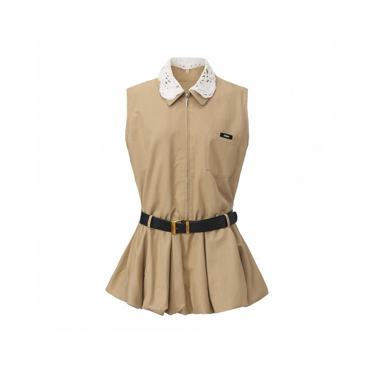 Lace-Collar Preppy Shirt Dress