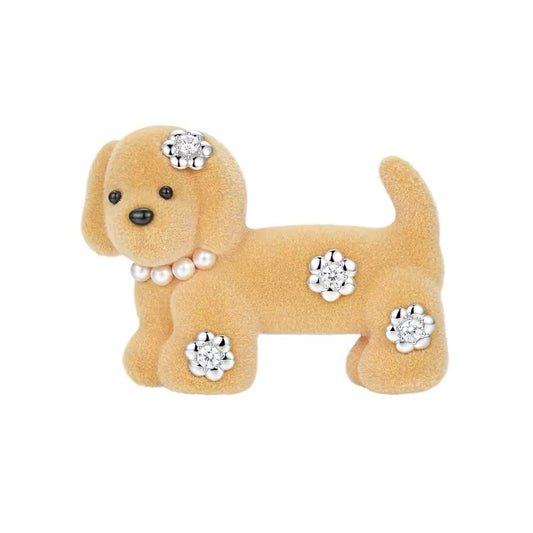 Flower Decorated Puppy Hair Pin