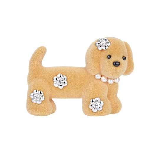 Flower Decorated Puppy Hair Pin